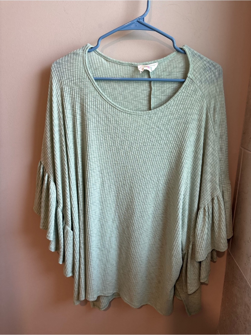 Fantastic Fawn Sage Green Ruffle Sleeve Tunic Top